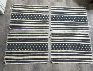 4th Of July Cotton Fabric Placemats Patriotic American Flag Stars Set of 4